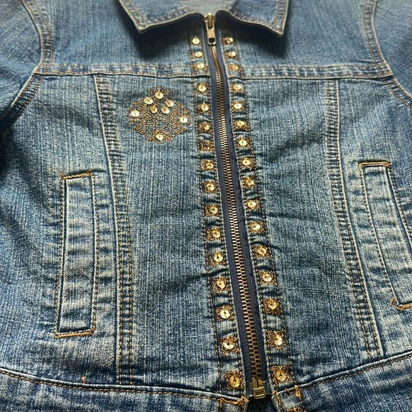 Y2K Denim Jacket & Skirt Set Studded Embroidered 2-Piece Outfit Girls Size 7 - Picture 3 of 8